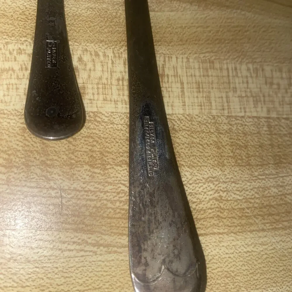 Set Of 4 Sheffield Silverplate Salad Serving, Grapefruit Spoon, Relish Spoon